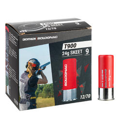 CARTOUCHE BALL-TRAP T900 24G SKEET CALIBRE 12/70 PLOMB N°9 X25 SOLOGNAC
