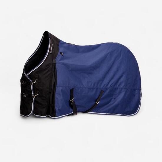 Coperta impermeabile pony e cavallo ALLWEATHER 300 1000D azzurra