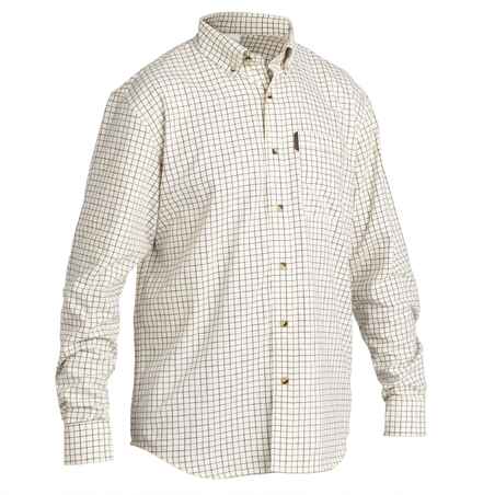 Men's Country Sport Long-Sleeved Breathable Cotton Shirt - 100 Checked White