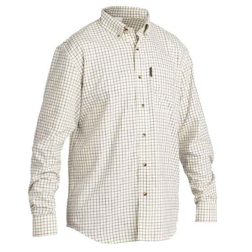 
      Pánska poľovnícka bavlnená károvaná košeľa 100 s dlhým rukávom priedušná biela
  