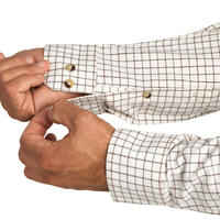 Men's Hunting Long-sleeved Breathable Cotton Shirt - 100 checked white.
