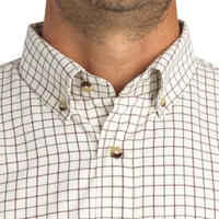 Men's Hunting Long-sleeved Breathable Cotton Shirt - 100 checked white.