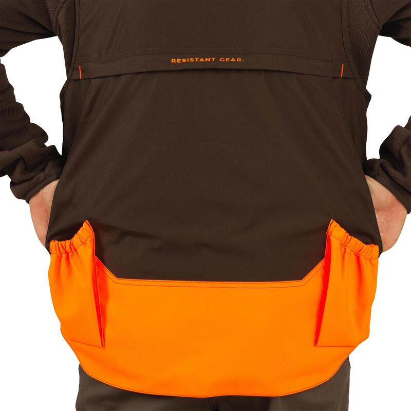 Gilet chasse RENFORT fluo/marron 500