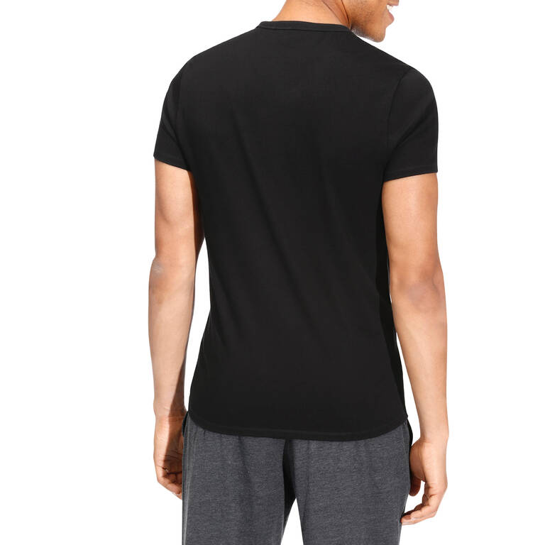 500 Slim-Fit V-Neck Pilates & Gentle Gym T-Shirt - Black