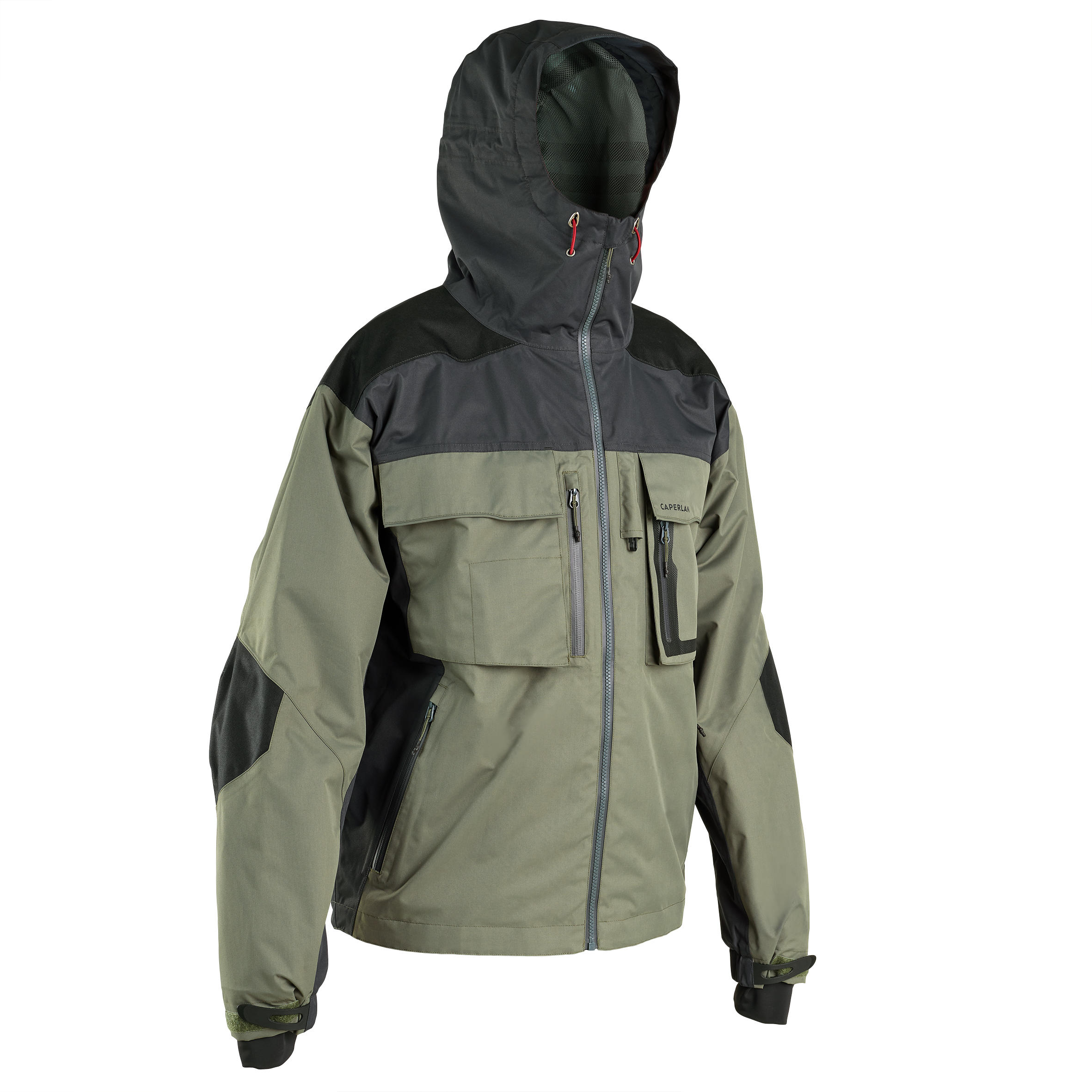 Waterproof fishing jacket 500 Khaki 3/8