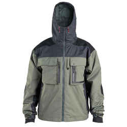Waterproof fishing jacket 500 Khaki