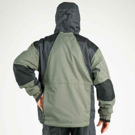 Waterproof fishing jacket 500 Khaki