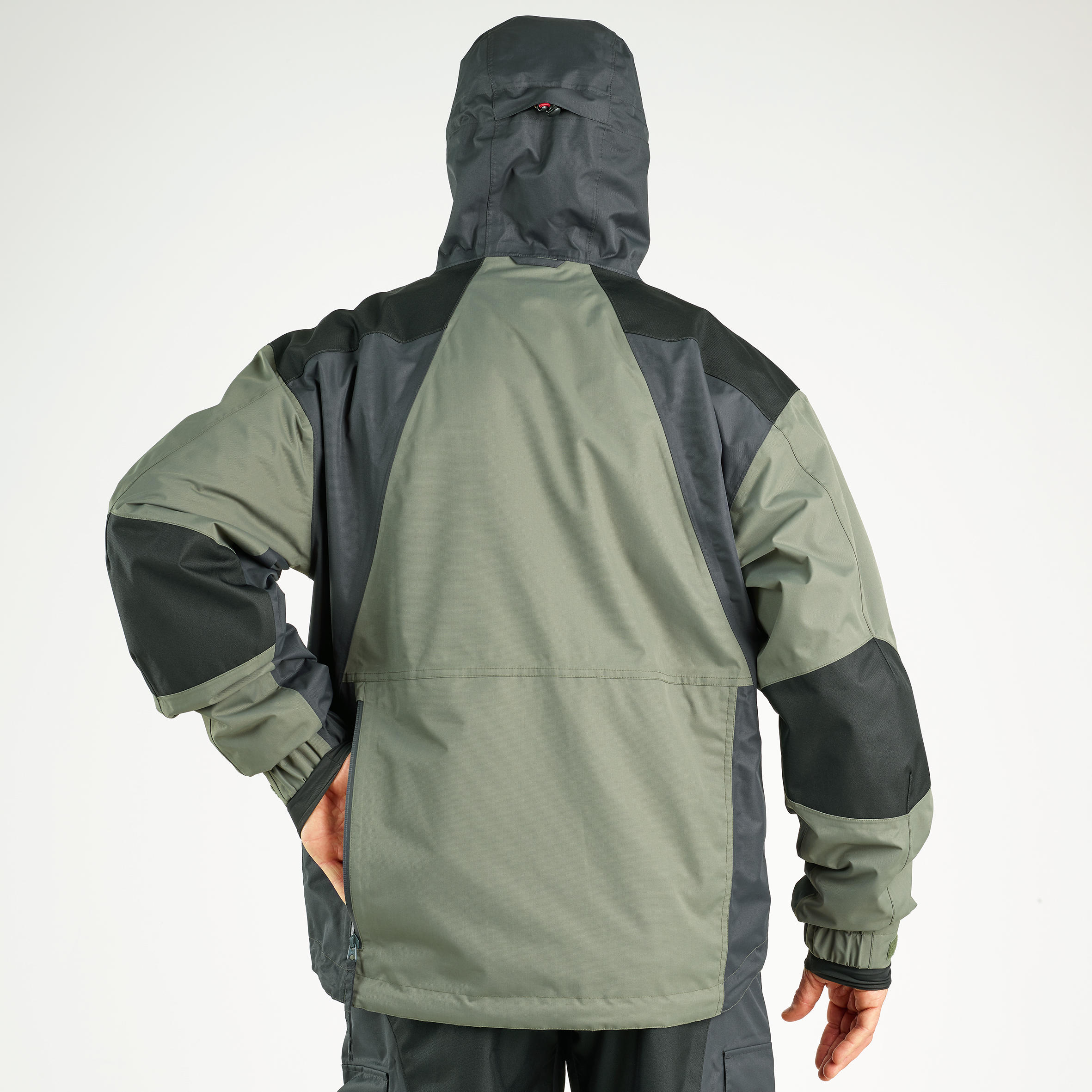 Waterproof fishing jacket 500 Khaki 4/8