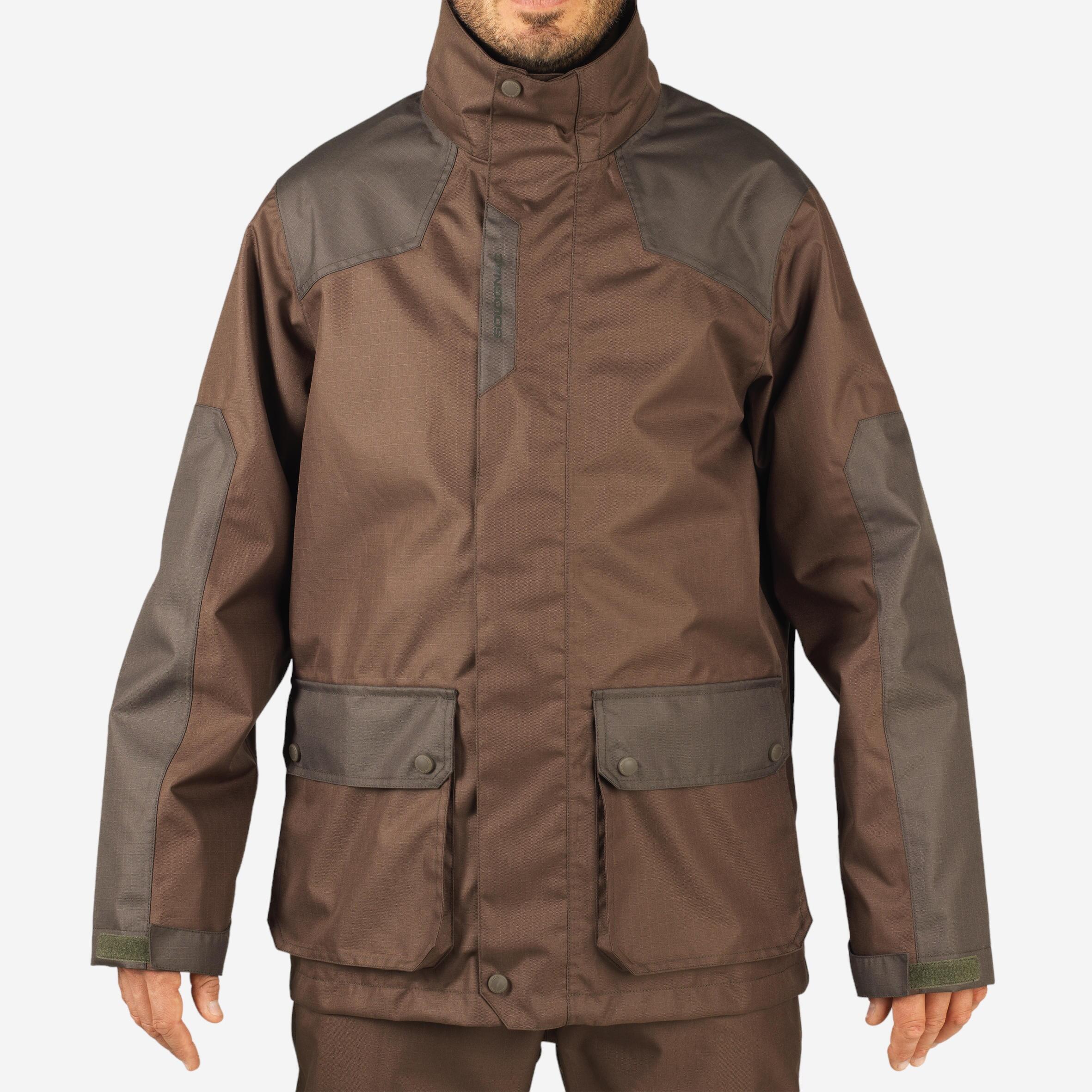 WATERPROOF HUNTING JACKET BROWN 500