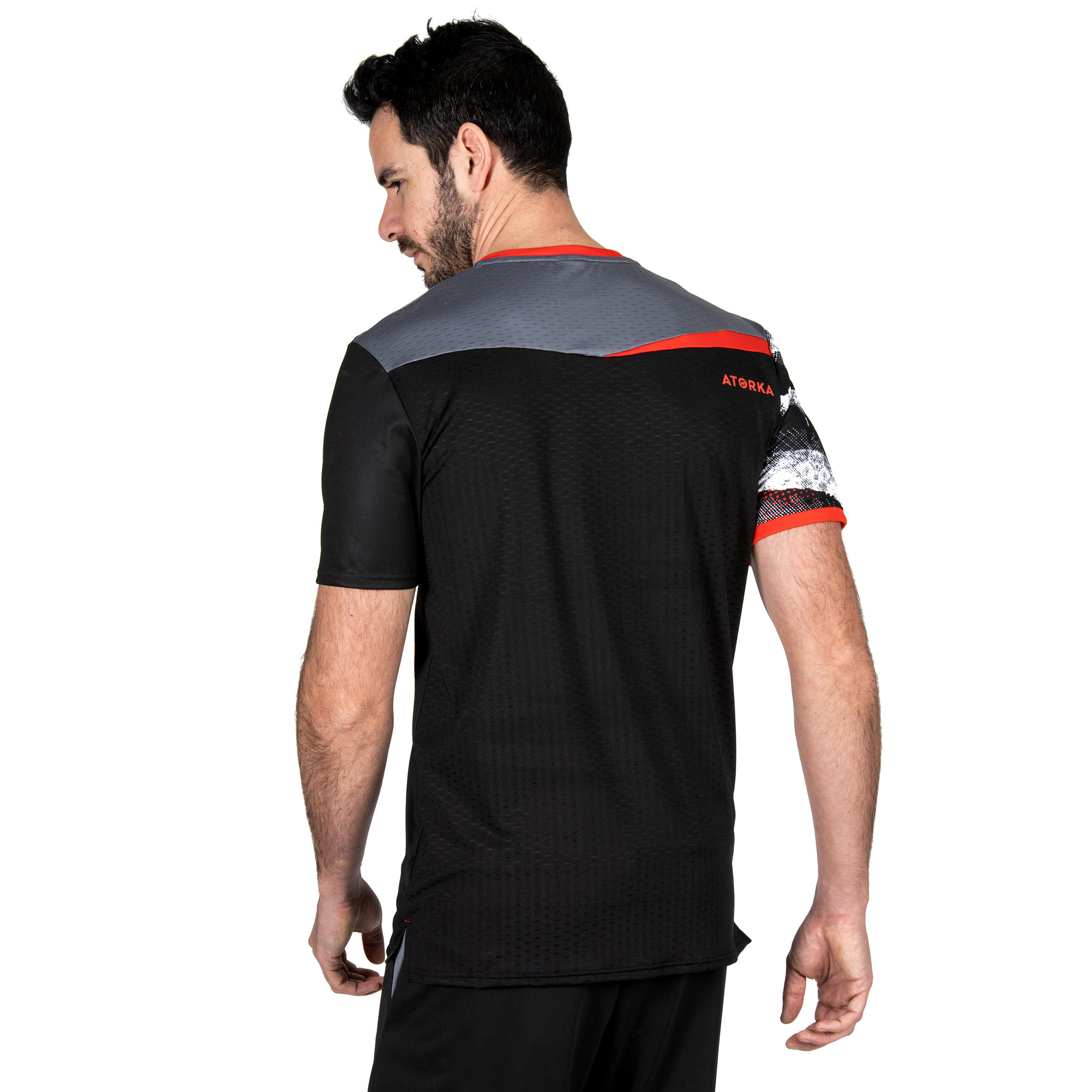 Samarreta dp'handbol home H500 negre / blanc / vermell  6/8