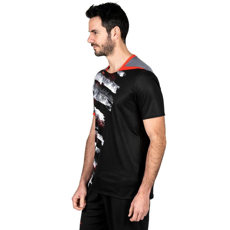 Handballtrikot H500 Herren schwarz/weiß/rot