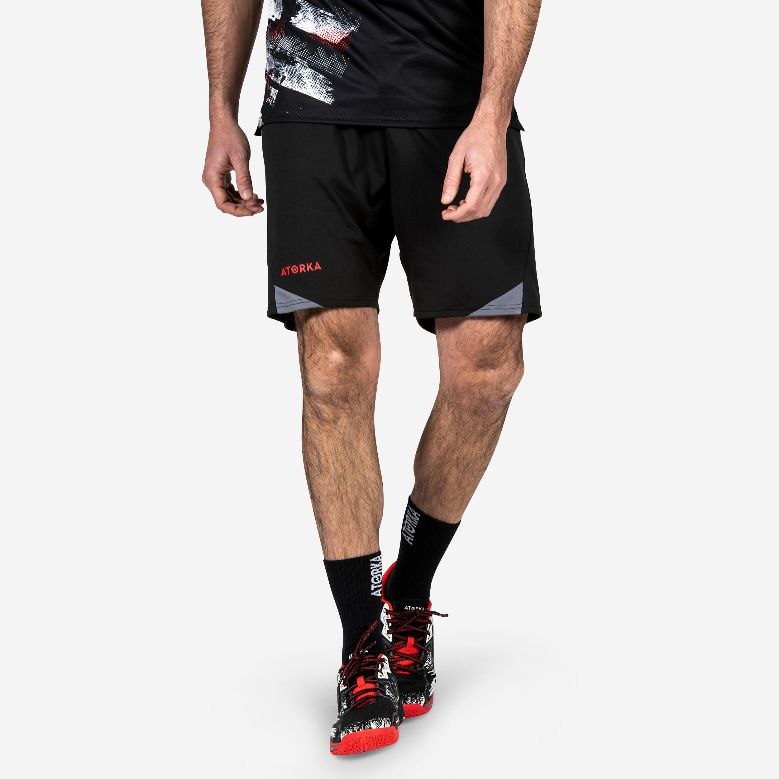 ATORKA H500 Handball Shorts - Black/Grey