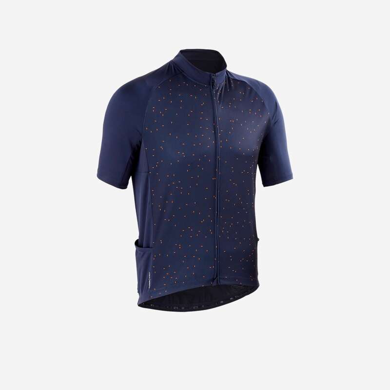MEN WARM WEATHER ROAD CYCLING APPAREL Cycling - RC 100 Short Sleeve Cycling Jersey - Navy TRIBAN - Cycling