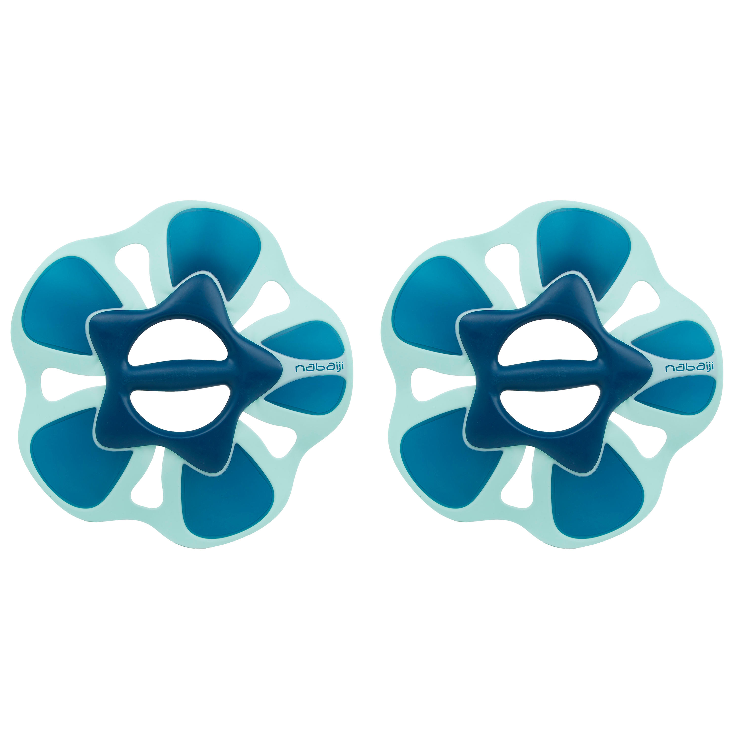 Pair of Aquafit Pullpush Dumbbells Flower L Blue 2/5