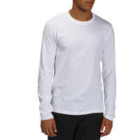 חולצת טריקו להתעמלות עדינה ולפילאטיס בגזרה רגילה בדגם 100 - לבן