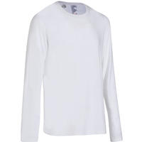 חולצת טריקו להתעמלות עדינה ולפילאטיס בגזרה רגילה בדגם 100 - לבן