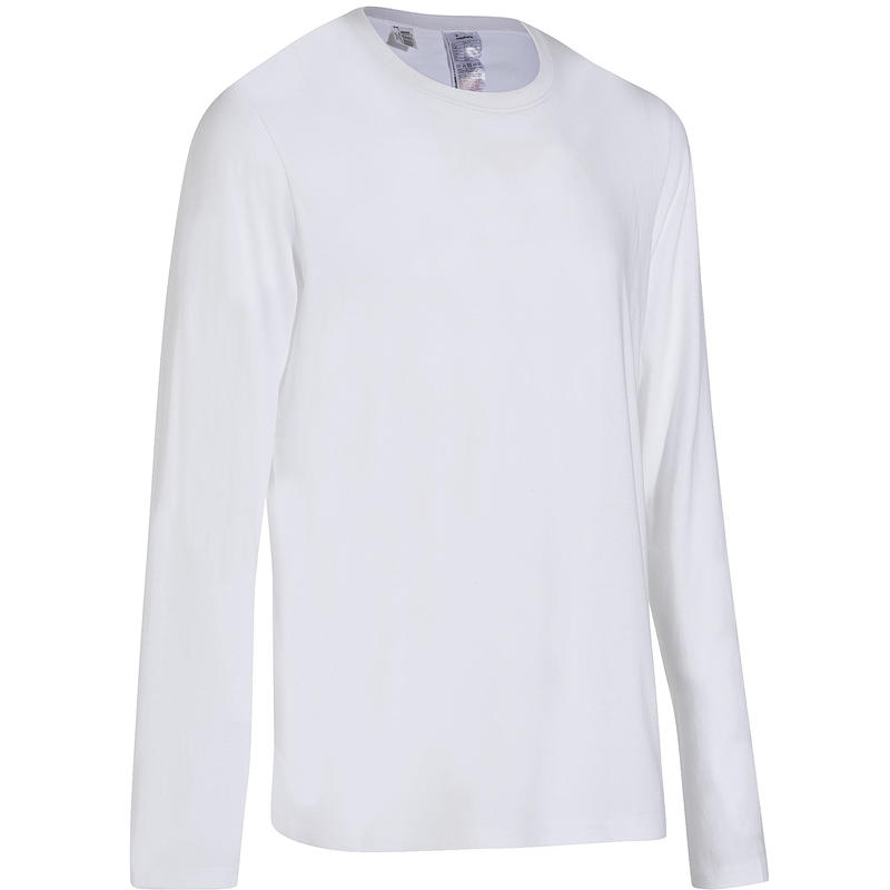 חולצת טריקו להתעמלות עדינה ולפילאטיס בגזרה רגילה בדגם 100 - לבן