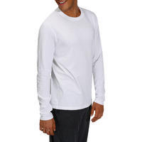 חולצת טריקו להתעמלות עדינה ולפילאטיס בגזרה רגילה בדגם 100 - לבן