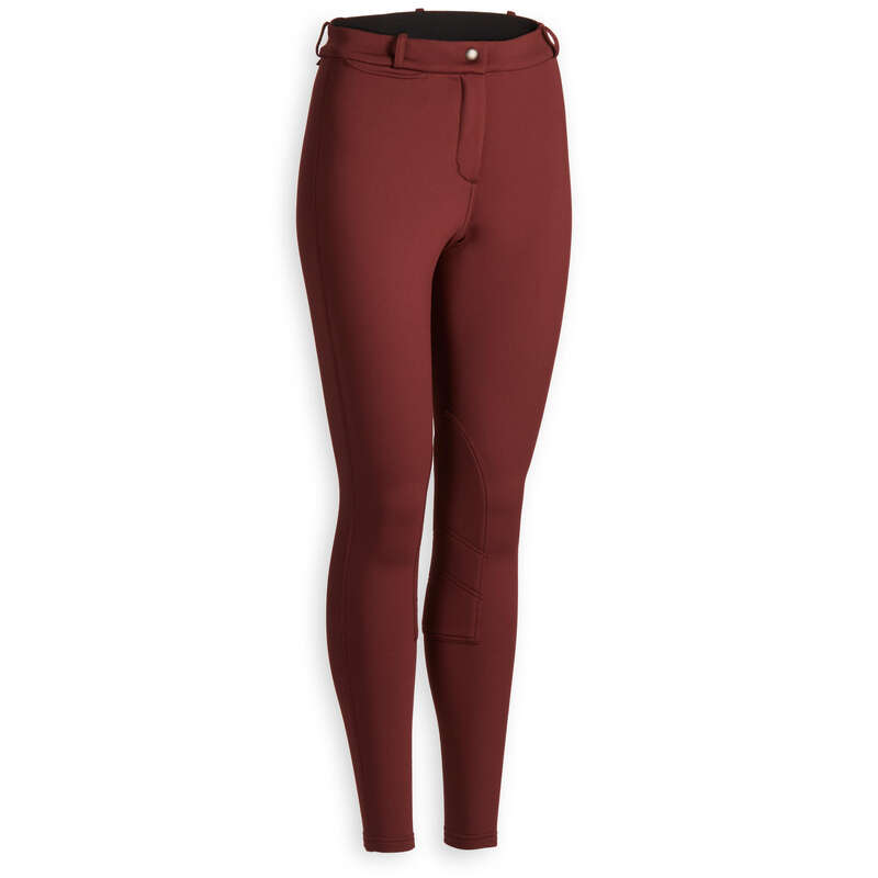 COLD WEATHER WOMAN RIDINGWEAR Horse Riding - 100 Warm Jodhpurs - Burgundy FOUGANZA - Horse Riding Clothes
