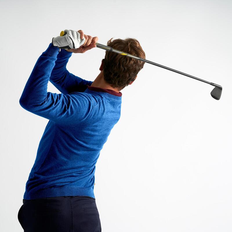 Pánský golfový svetr s kulatým výstřihem MW500 modrý melírovaný