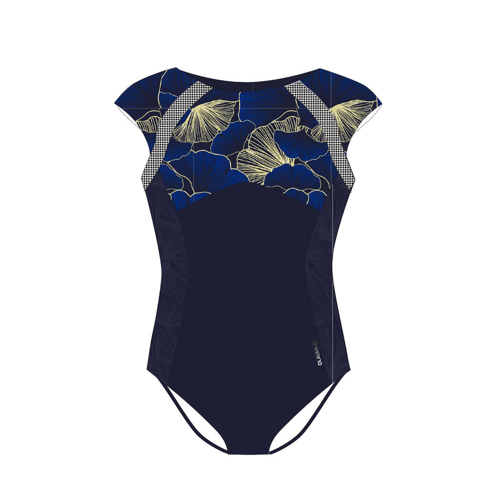 Badeanzug Mädchen Rückenreißverschluss 900 Manly Shibu blau
