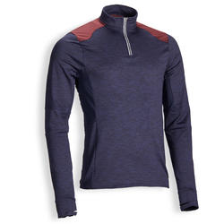 Polo d'équitation homme à manches longues et chaud 500 WARM marine/bordeaux