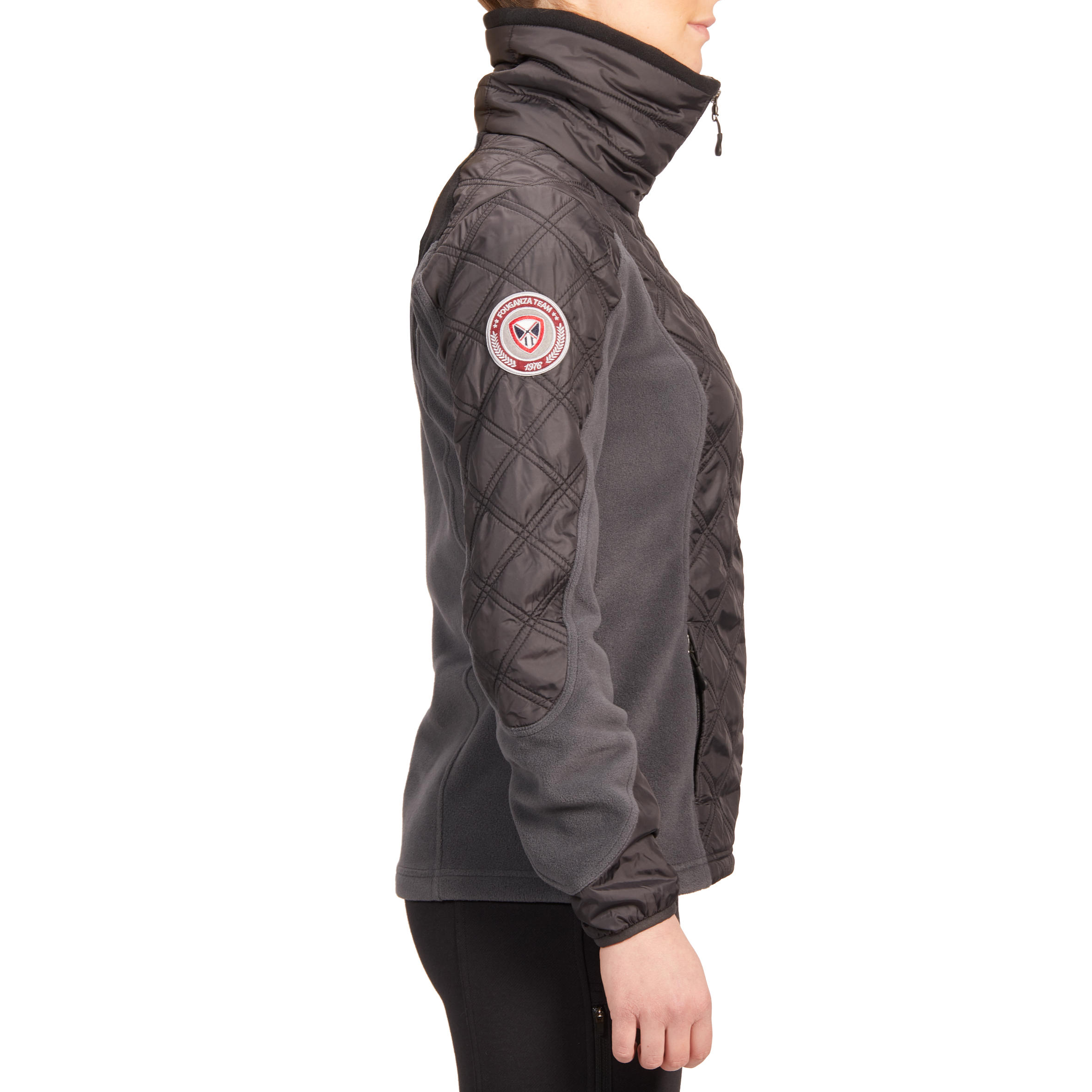 500 Warm Women's Horse Riding Fleece - Grey 3/8