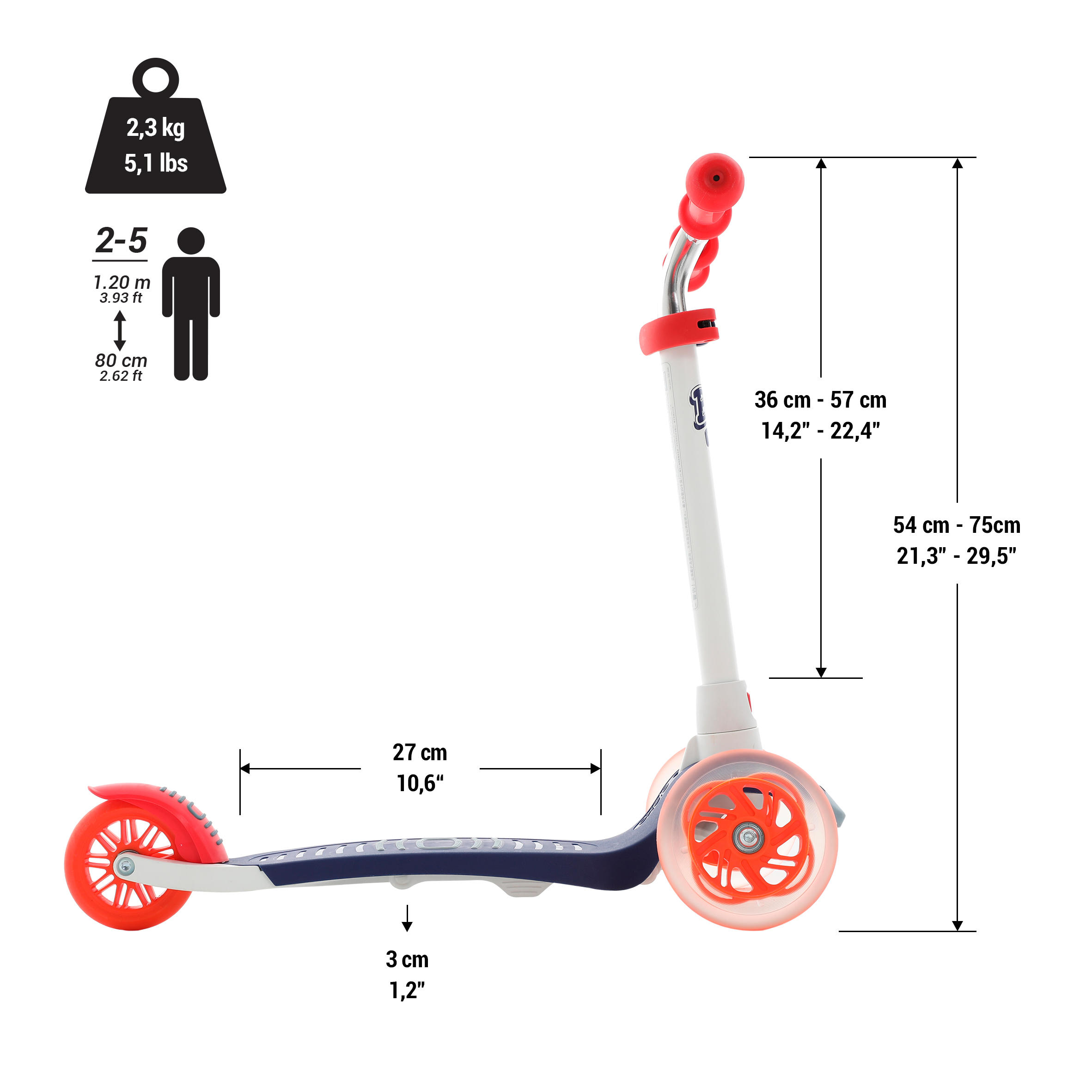 Patinete Scooter Ni os B1 500 Azul Naranja Decathlon