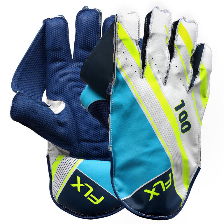 CRICKET WICKET KEEPING GLOVES WKG 100, BLUE