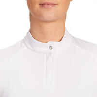 Reit-Poloshirt Langarm 500 Turnier warm Damen weiß
