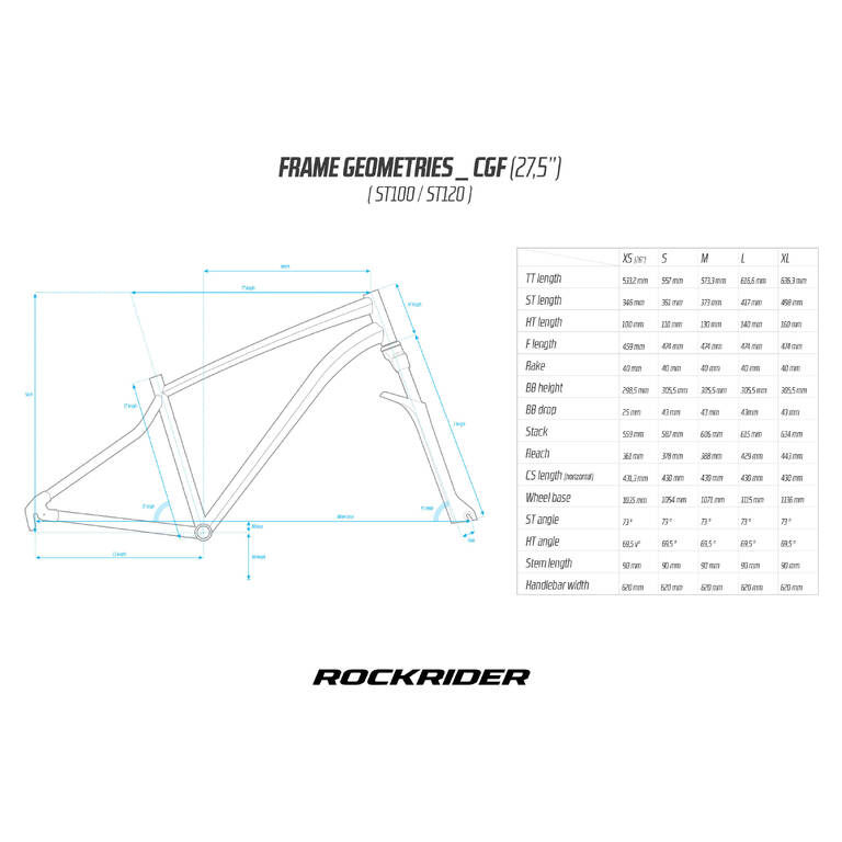 Rockrider ST 100 27.5 (26 XS) 21sp Sport Bike - White