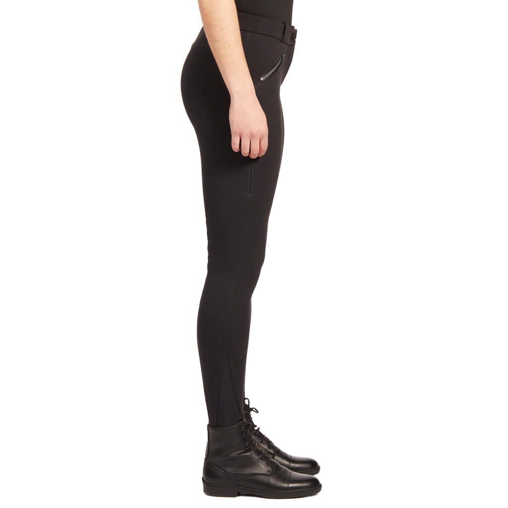 Winter-Reithose 140 Warm Kniebesatz Damen schwarz