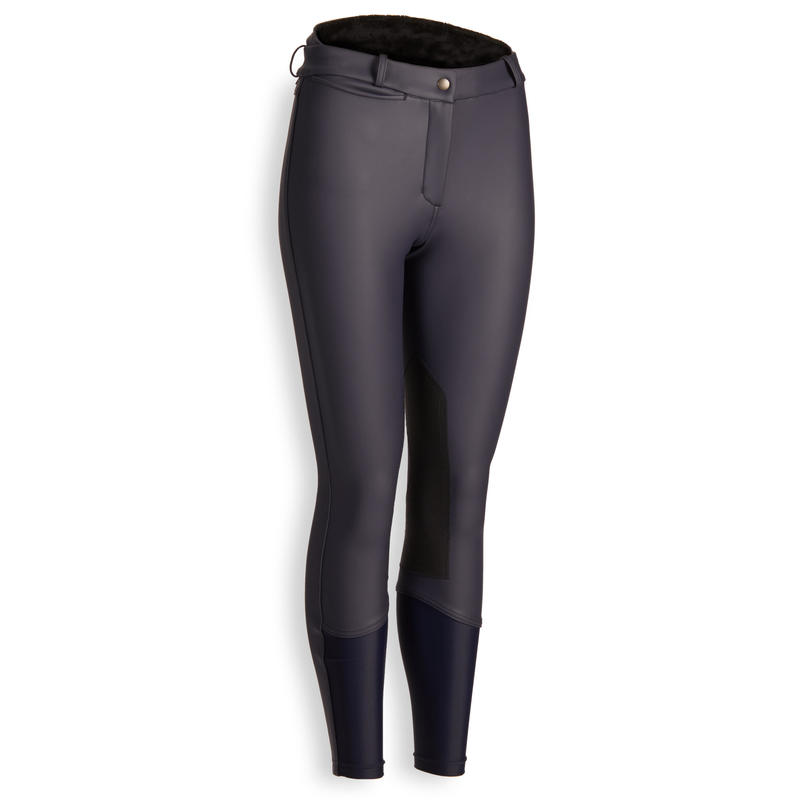 Pantalon chaud imperméable et respirant équitation femme KIPWARM marine Pantalon chaud imperméable et respirant équitation femme KIPWARM marine