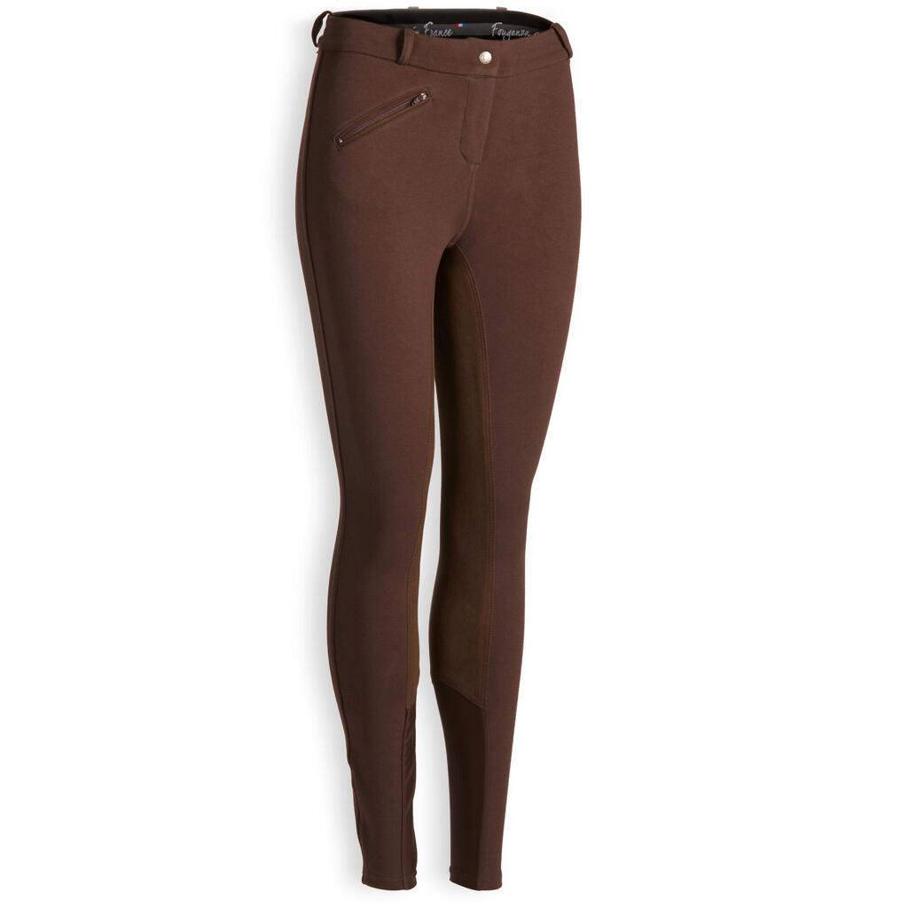 Pantalon fond de peau équitation femme 180 FULLSEAT marron