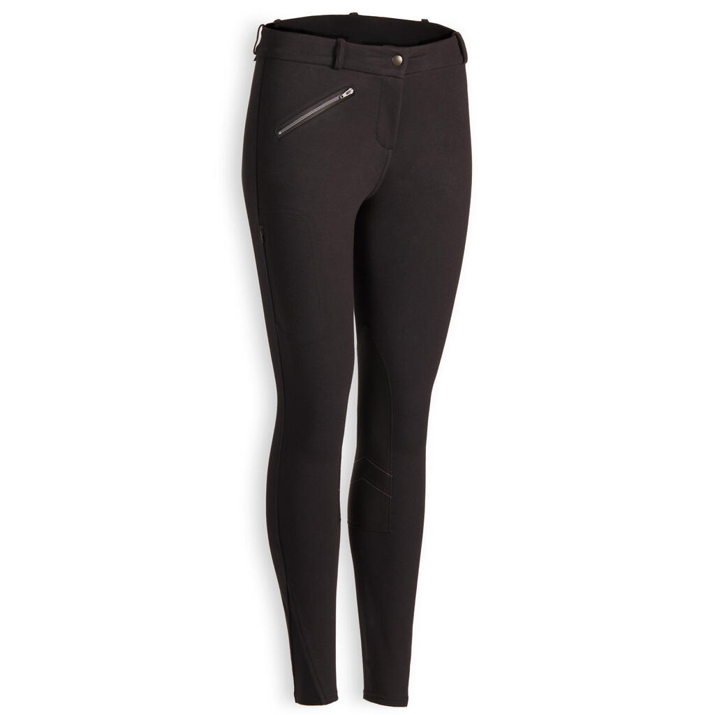 140 Warm Women's Horse Riding Warm Jodhpurs - Black