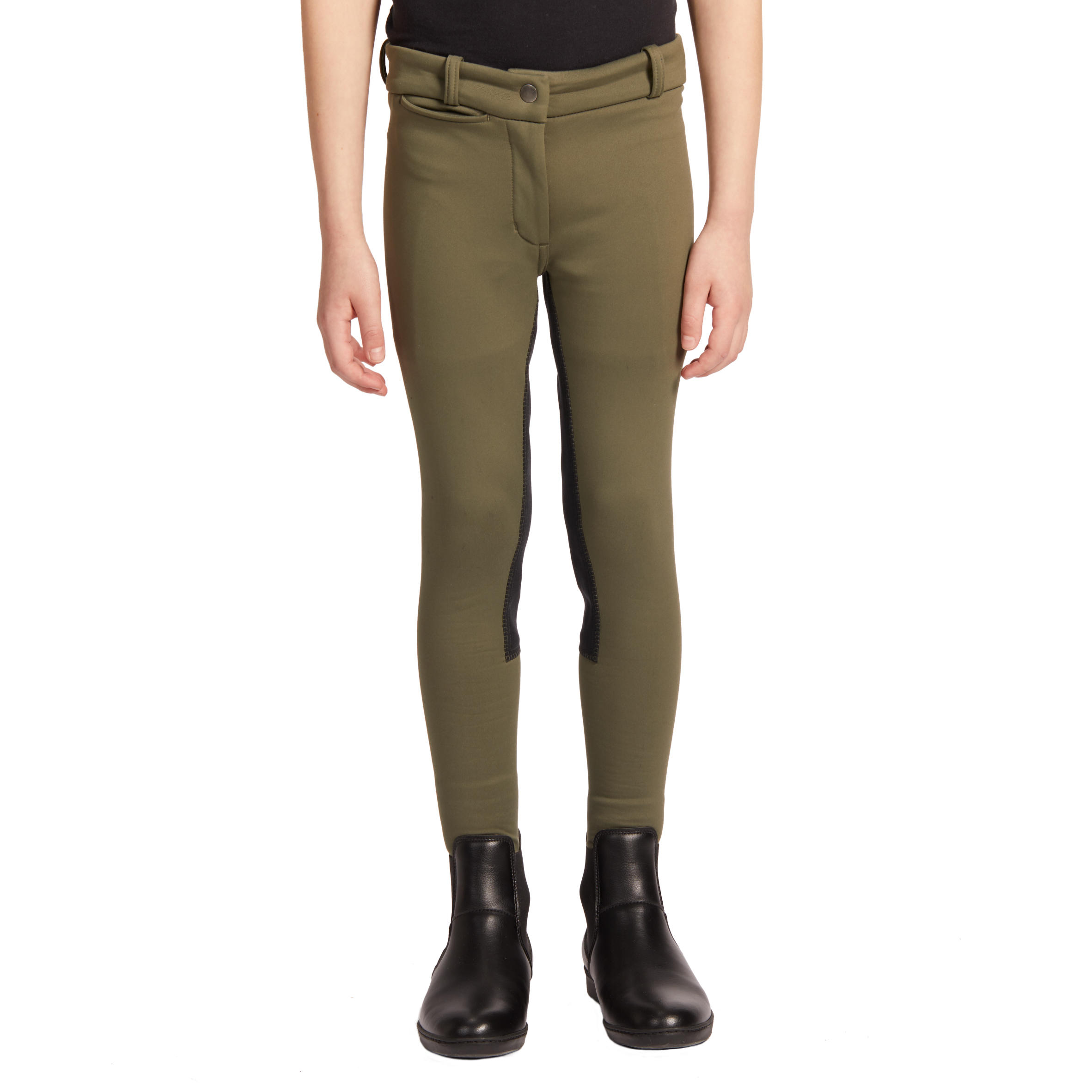 180 Warm Kids' Horse Riding Warm Full Seat Jodhpurs - Khaki 4/16