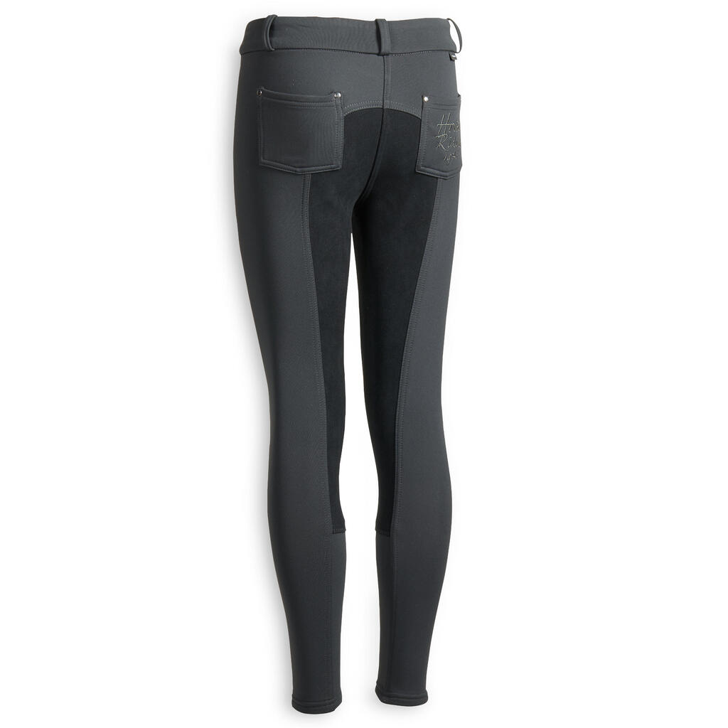 Winter-Reithose 180 Vollbesatz Kinder schwarz