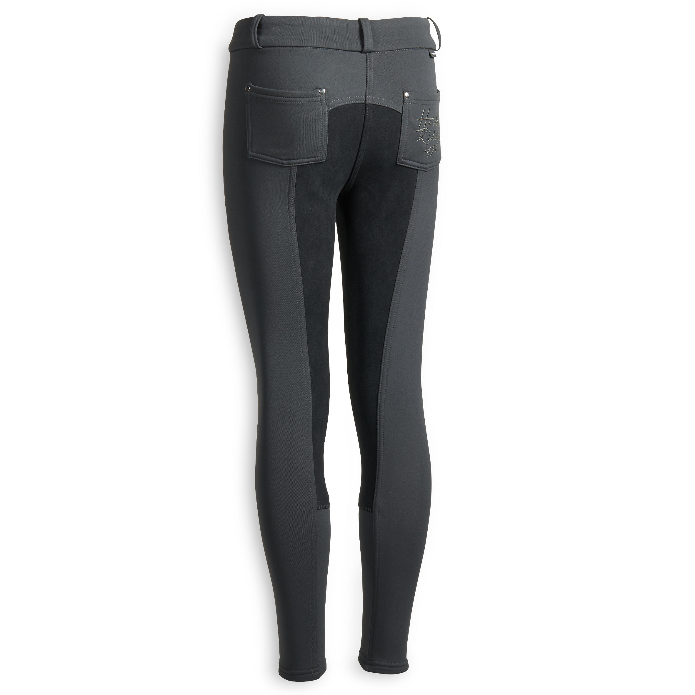 180 Warm Kids' Horse Riding Full Seat Jodhpurs - Dark Grey 2/16