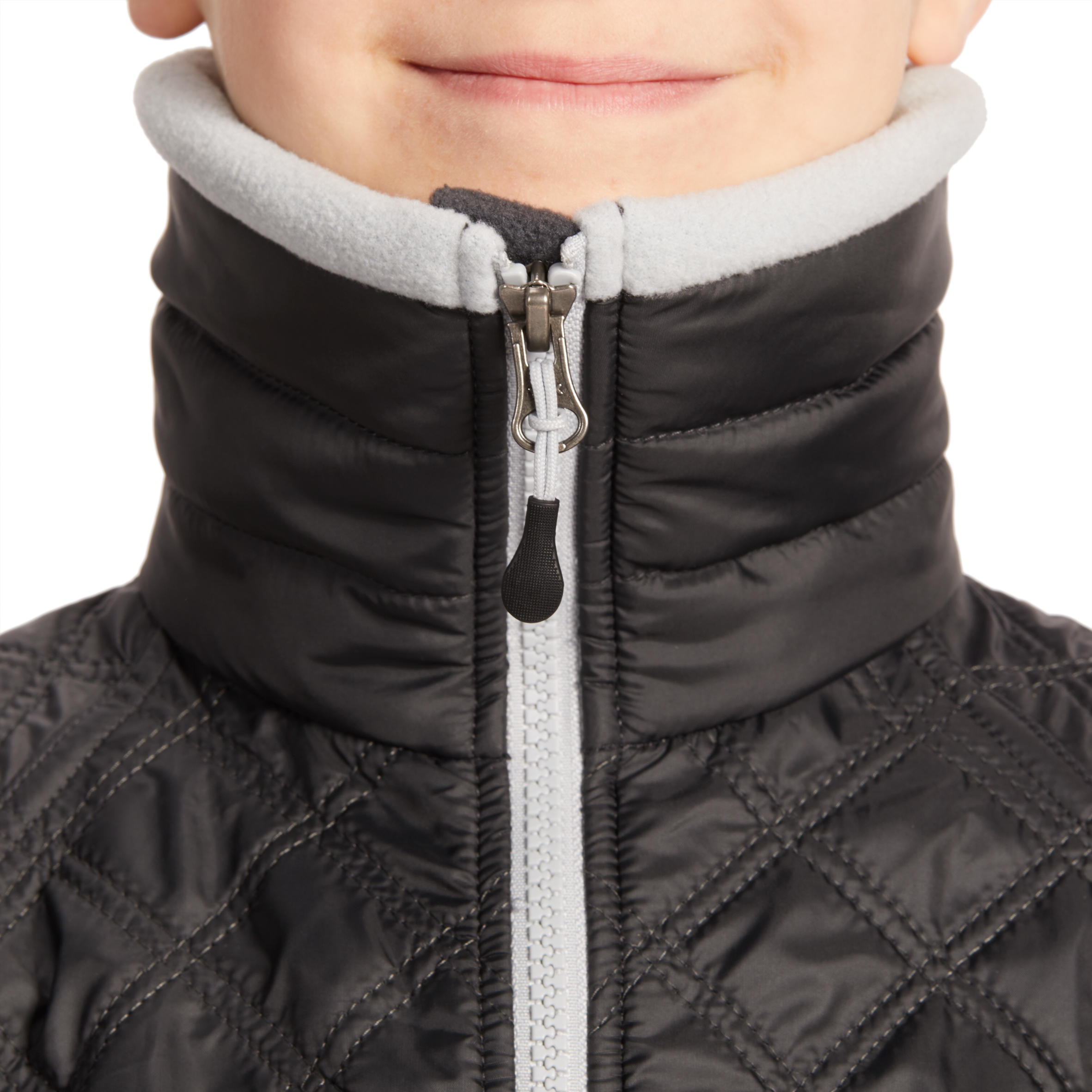 500 Warm Kids' Horse Riding Bi-Material Fleece - Grey 8/11
