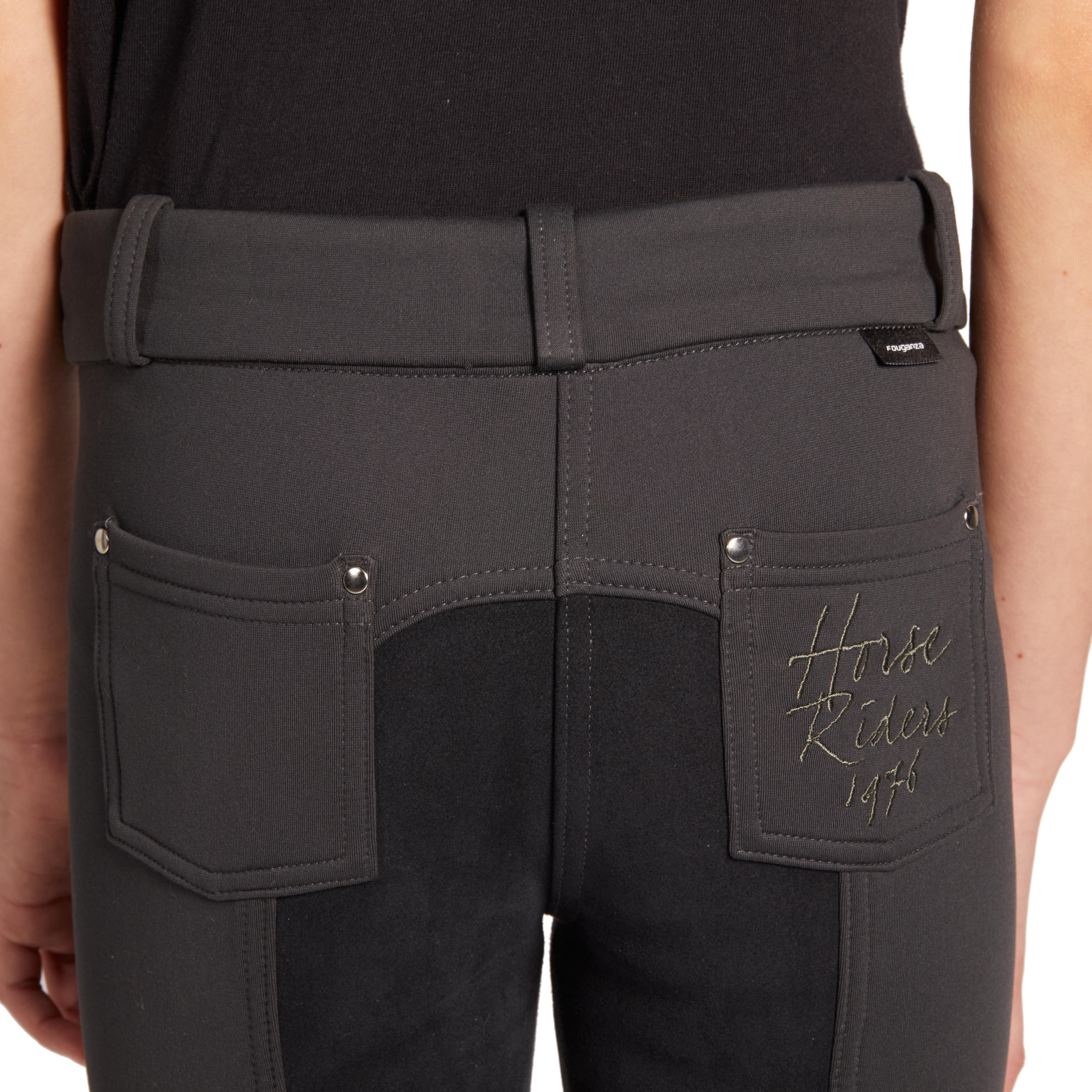 180 Warm Kids' Horse Riding Full Seat Jodhpurs - Dark Grey 8/16