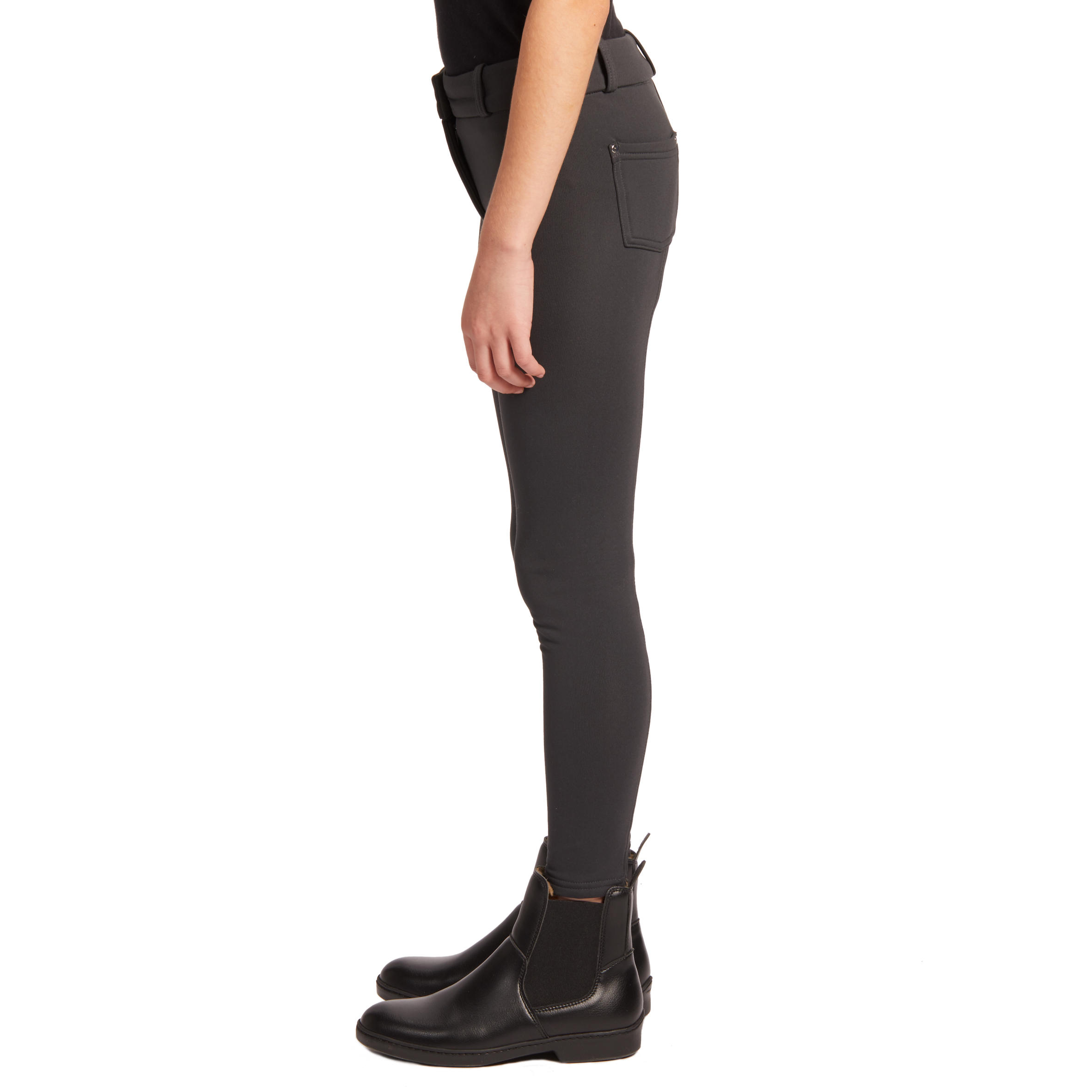 180 Warm Kids' Horse Riding Full Seat Jodhpurs - Dark Grey 7/16