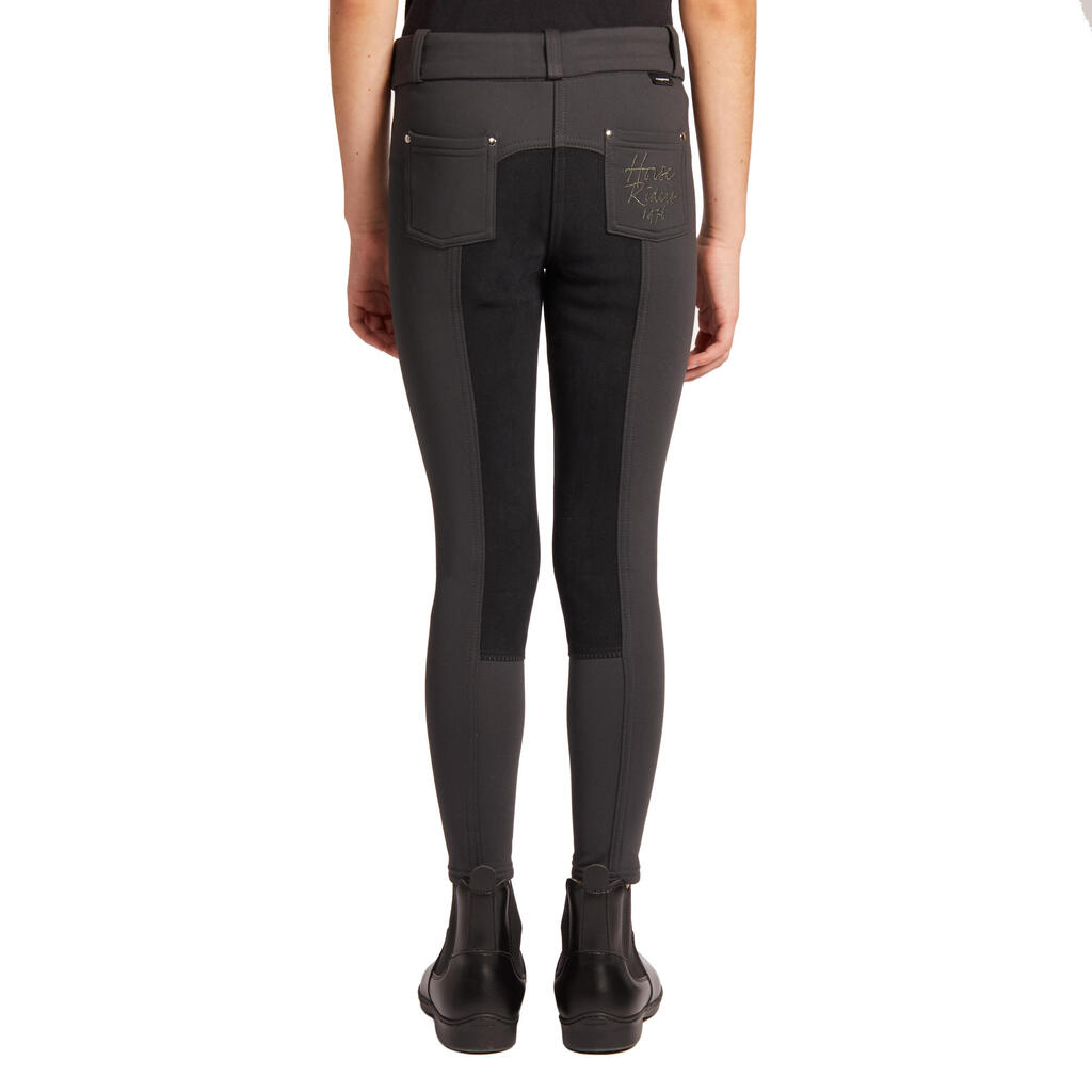 Winter-Reithose 180 Vollbesatz Kinder schwarz