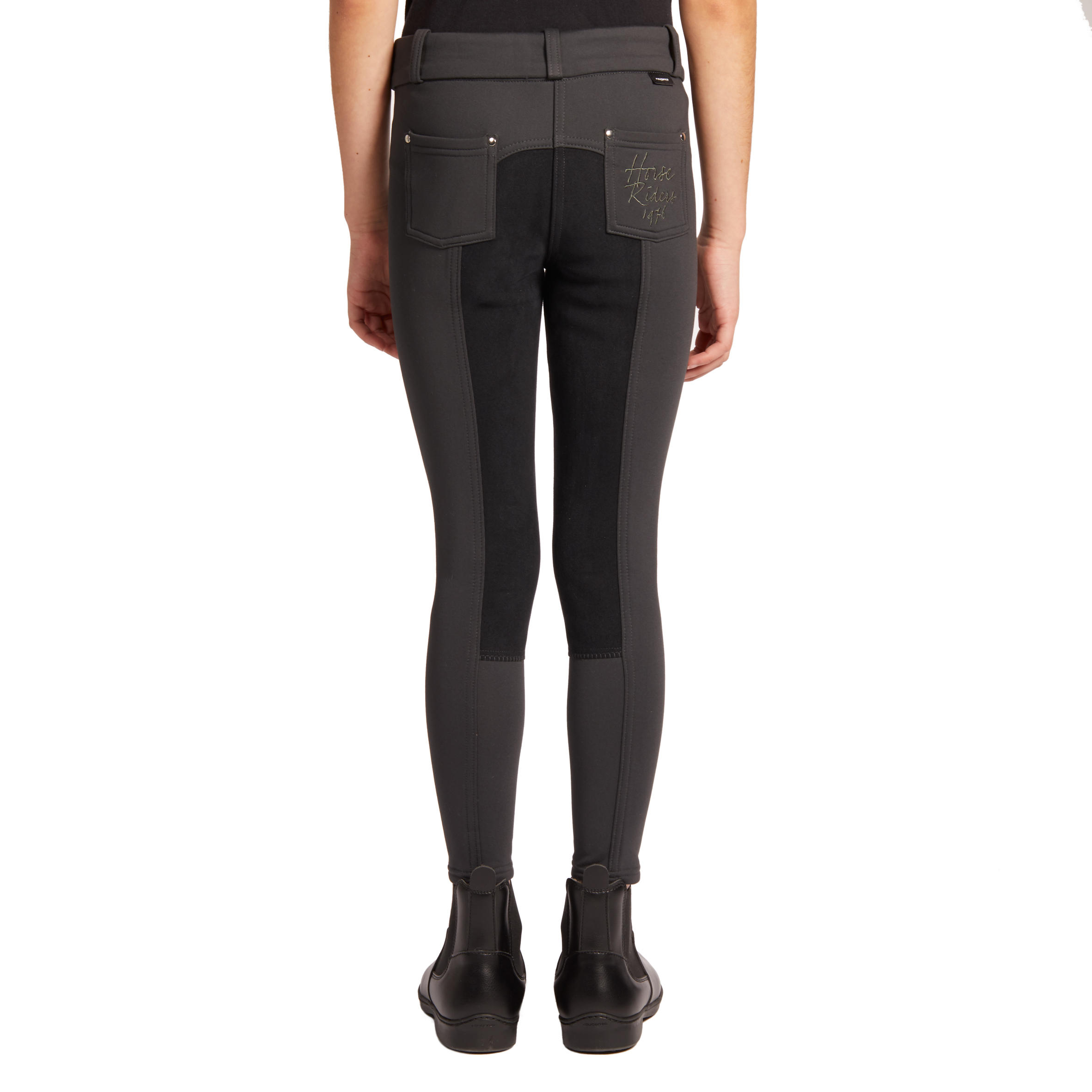 180 Warm Kids' Horse Riding Full Seat Jodhpurs - Dark Grey 6/16