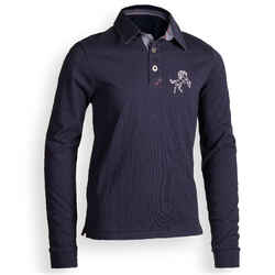 Boys' Horse Riding Long-Sleeved Polo 100 - Navy