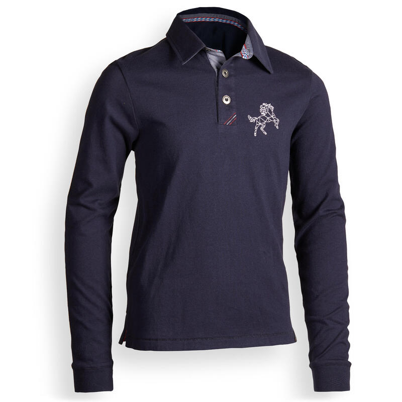 Polo equitazione ragazzo 100 blu