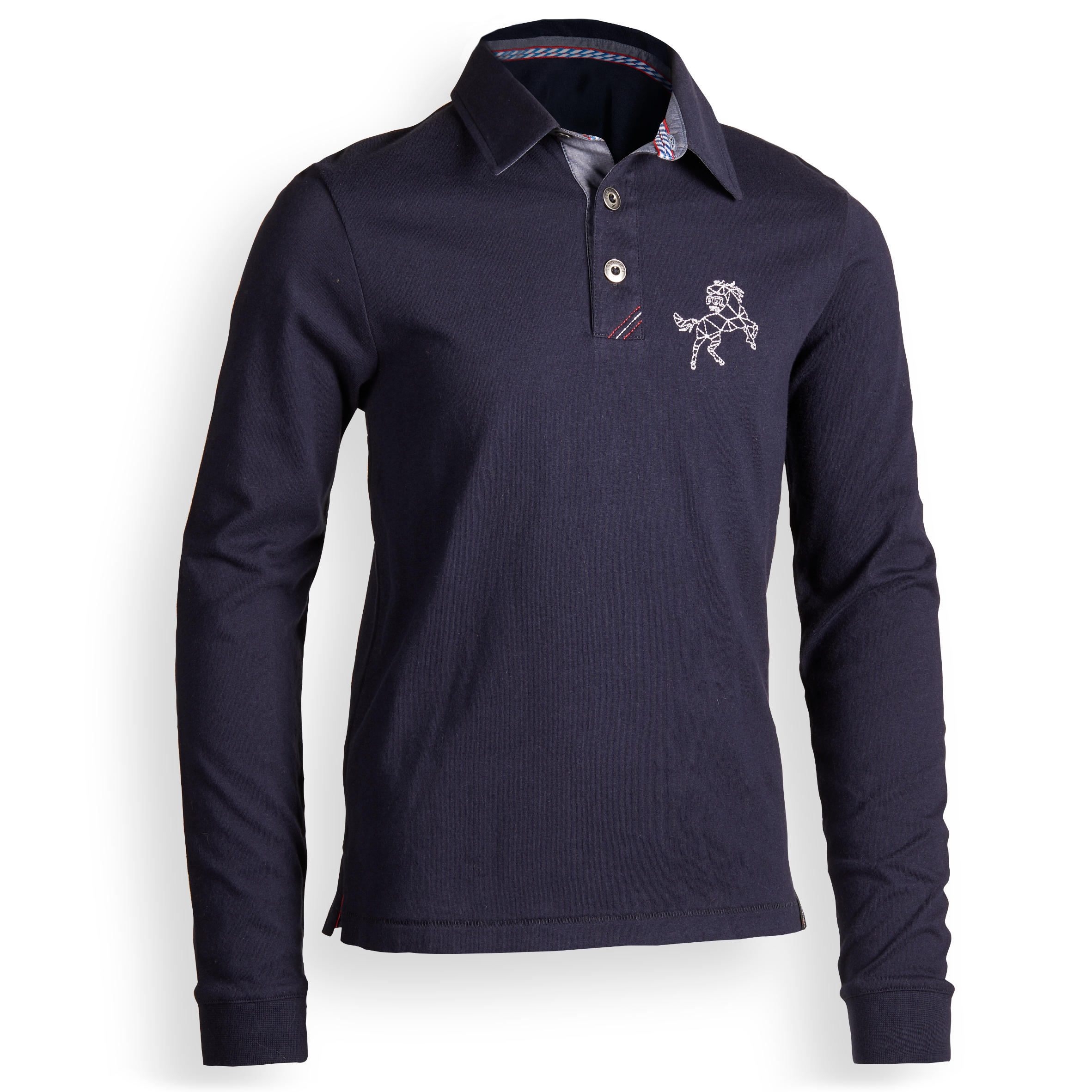 Horse Boys' Horse Riding Long Sleeve Polo Shirt FOUGANZA Decathlon