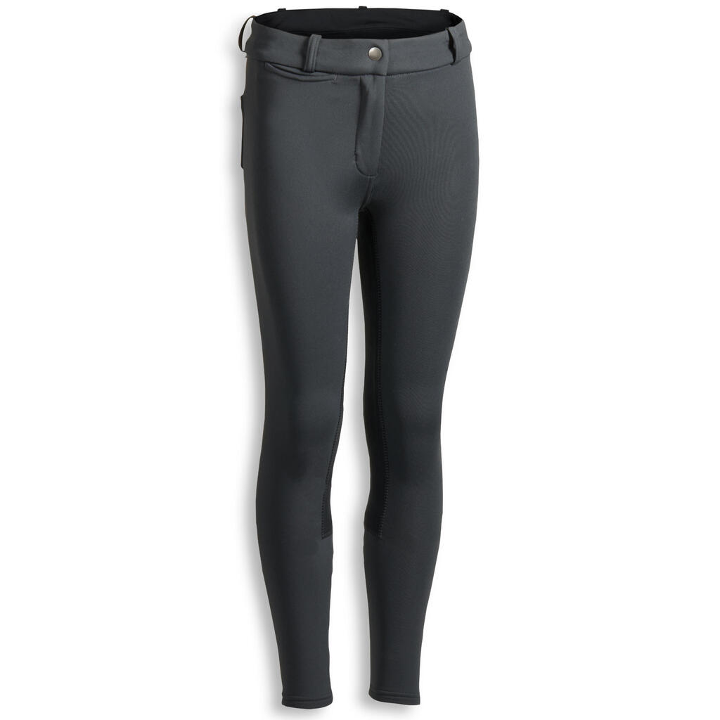 Winter-Reithose 180 Warm Full seat Vollbesatz Kinder dunkelgrau