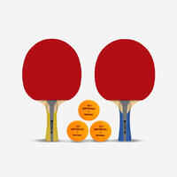 Set of 2 TTR 100 3* All-Round Table Tennis Bats and 3 TTB 100* 40+ Balls Orange