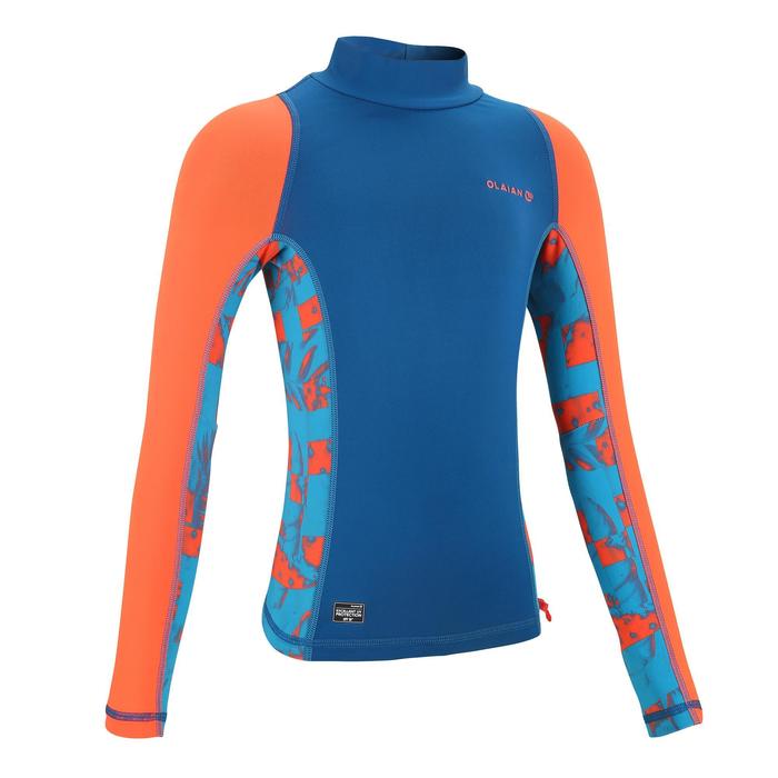 500 Kids' Long Sleeve UV Protection Top Surfing TShirt Blue Decathlon