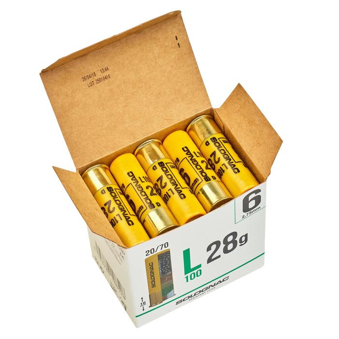 Cartouche Calibre 20 Terre Et Eau Calibre 20 CARTOUCHE L100 28g CALIBRE 20/70 PLOMB N°7 X25 Solognac